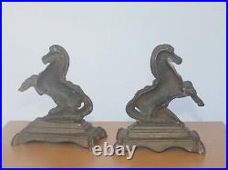 Old antique 2 statues Horses figurines bronze made in France animal heavy pair