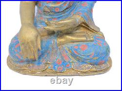 Old bronze statue, Bhumisparsha Buddha, 46 cm, cloison enamel