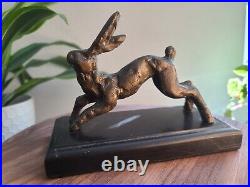 One of a kind Bronze Sculpture Hand Made Statue Figure Artwork Bunny Rabbit