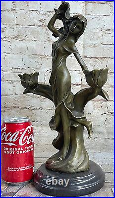 Original Kassin Maiden Bronze Candle Holder Bronze Statue Hand Made Artwork