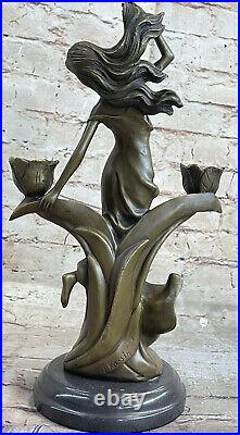 Original Kassin Maiden Bronze Candle Holder Bronze Statue Hand Made Artwork