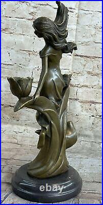 Original Kassin Maiden Bronze Candle Holder Bronze Statue Hand Made Artwork Sale