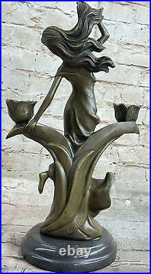 Original Kassin Maiden Bronze Candle Holder Bronze Statue Hand Made Artwork Sale