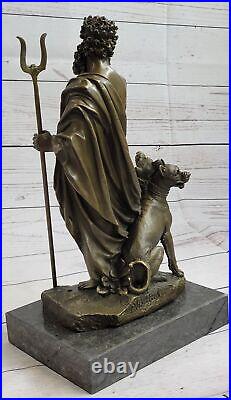 Pluto & Cerberus 3 Headed Dog Hand Made Bronze Sculpture Greek Mythology Figure