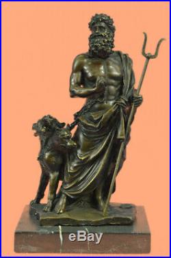 Pluto & Cerberus 3 Headed Dog Hand Made Bronze Sculpture Greek Mythology Statue
