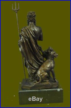 Pluto Cerberus 3 Headed Dog Hand Made Bronze Sculpture Greek Mythology Statue