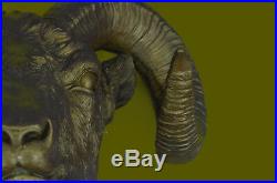 Rams Head Bust Bronze Sculpture For Wall Hand Made Statue Original Decor Art