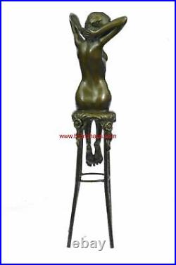 Rare Nude Girl Model Sitting On Chair Sculpture Statue Made By Lost Wax Method