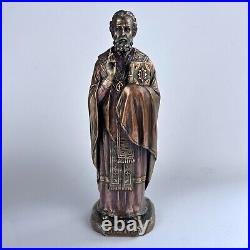 Rare Saint Nicholas Statue Figure Polystone Bronze Home Decor Made in Italy 21cm