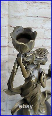 Real Kassin Maiden Bronze Candle Holder Bronze Statue Hand Made Artwork Art