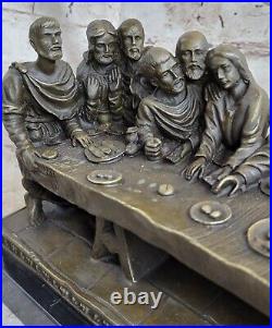 Religious THE LAST SUPPER Bronze Sculpture on Marble Hand Made Church