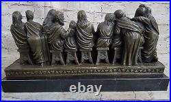 Religious THE LAST SUPPER Bronze Sculpture on Marble Hand Made Church