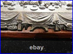 Religious THE LAST SUPPER Bronze Sculpture on Wood Hand Made