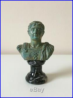 Roman Bust Statue of Tiberius (Green Bronze) Made in Europe (4.7in / 12 cm)