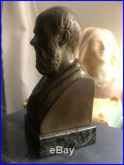 SOCRATES BRONZE BUST Greek Philosopher Statue Marble Chardigny France Made 1859