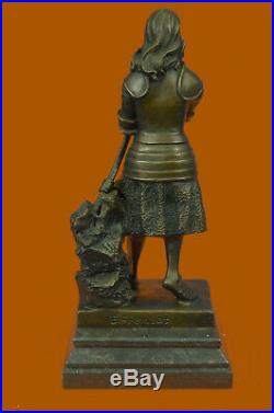 Saint Joan Fremiet Lady Hand Made Art Marble Bronze Sculpture Statue Figure Deal