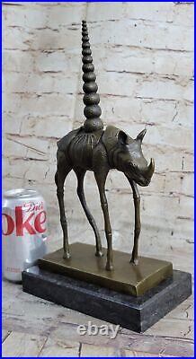 Salvador Dali Bronze Rhinoceros Hand Made Detailed Sculpture Lost Wax Artwork