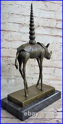 Salvador Dali Bronze Rhinoceros Hand Made Detailed Sculpture Lost Wax Artwork