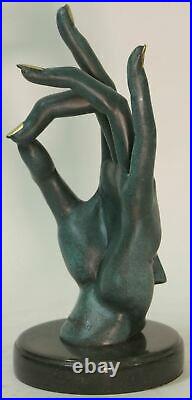 Salvador Dali Human Face Hand Made Bronze Sculpture Special Patina Statue Decor