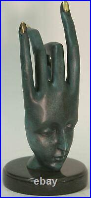 Salvador Dali Human Face Hand Made Bronze Sculpture Special Patina Statue Figure