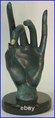 Salvador Dali Human Face Hand Made Bronze Sculpture Special Patina Statue Figure