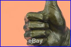 Sculpture Statue Hand Made Ok Sign Male Hand Made Lost Wax Method Deal Bronze