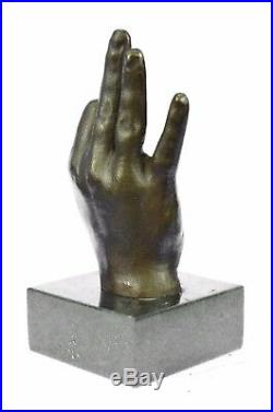 Sculpture Statue Hand Made Ok Sign Male Hand Made by Lost Wax Method Deal Bronze