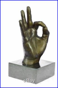 Sculpture Statue Hand Made Ok Sign Male Hand Made by Lost Wax Method Deal Bronze