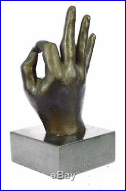 Sculpture Statue Hand Made Ok Sign Male hand Made by Lost Wax Method Deal Bronze