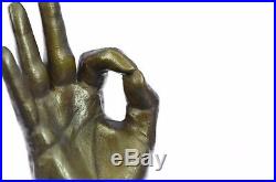 Sculpture Statue Hand Made Ok Sign Male hand Made by Lost Wax Method Deal Bronze