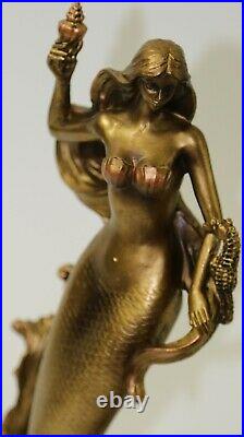 Sea Ocean Mermaid Bronze Sculpture Nautical Hand Made Masterpiece Statue Art
