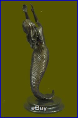 Sea Ocean Mermaid Bronze Sculpture Nautical Hand Made Masterpiece Statue Figure