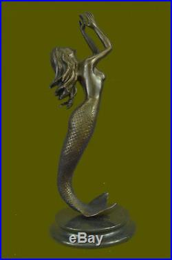 Sea Ocean Mermaid Bronze Sculpture Nautical Hand Made Masterpiece Statue Figure
