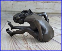 Sexy Woman with Large Breast & Man Bronze Sculpture Hand Made Classic Artwork Deco