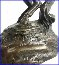 Signed Art Deco Rearing Horse Bronze Sculpture Hand Made Statue Decorativ Figure