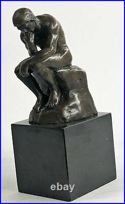 Signed Bronze Sculpture Nude Male French Rodin The Thinker Statue Hand Made Gift