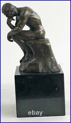 Signed Bronze Sculpture Nude Male French Rodin The Thinker Statue Hand Made Gift