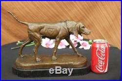 Signed Caine Bronze Foxhound Dog Sculpture Statue Hand Made Marble Base Figurine