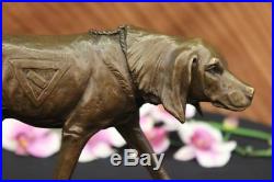Signed Caine Bronze Foxhound Dog Sculpture Statue Hand Made Marble Base Figurine
