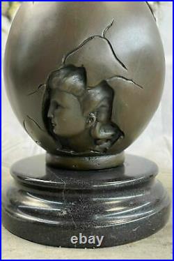 Signed Callot bronze statue art deco girl withflower Art nouveau vase Hand Made NR