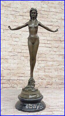 Signed Chiparus Bronze Statue Gorgeous Woman Diver on Rock Hand Made Artwork Signed Chiparus Bronze Statue Gorgeous Woman Diver on Rock Hand Made Artwork