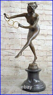 Signed Colinet Nude Acrobat Lady Bronze Statue Nouveau Hand Made Art Deco Sale