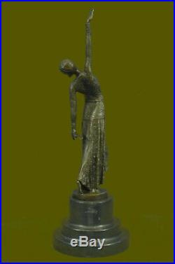 Signed Exotic Dancer Chiparus Bronze Statue Art Deco Marble Sculpture Hand Made