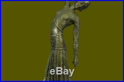 Signed Exotic Dancer Chiparus Bronze Statue Art Deco Marble Sculpture Hand Made