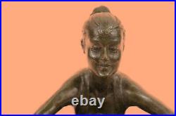 Signed Gory Bronze Sculpture Art Deco Gymnast Nude Detailed Statue Sport Art