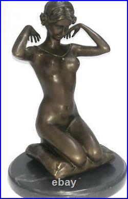 Signed HAND MADE, bronze statue kneeling girl sculpture New Necklace SALE NR