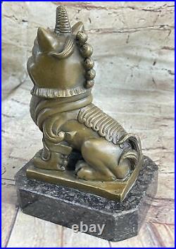 Signed Hand Made Foo Dog by Erte Genuine Solid Bronze Sculpture Figurine Statue