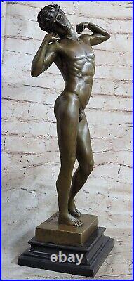 Signed Hand Made Nude David Bronze Sculpture Statue Hot cast Figurine