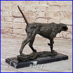 Signed Milo Bronze Foxhound Dog Sculpture Statue Hand Made Marble