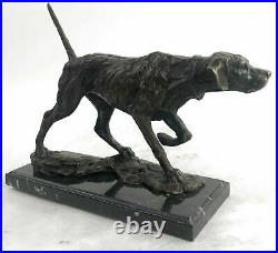 Signed Milo Bronze Foxhound Dog Sculpture Statue Hand Made Marble Base Figurine